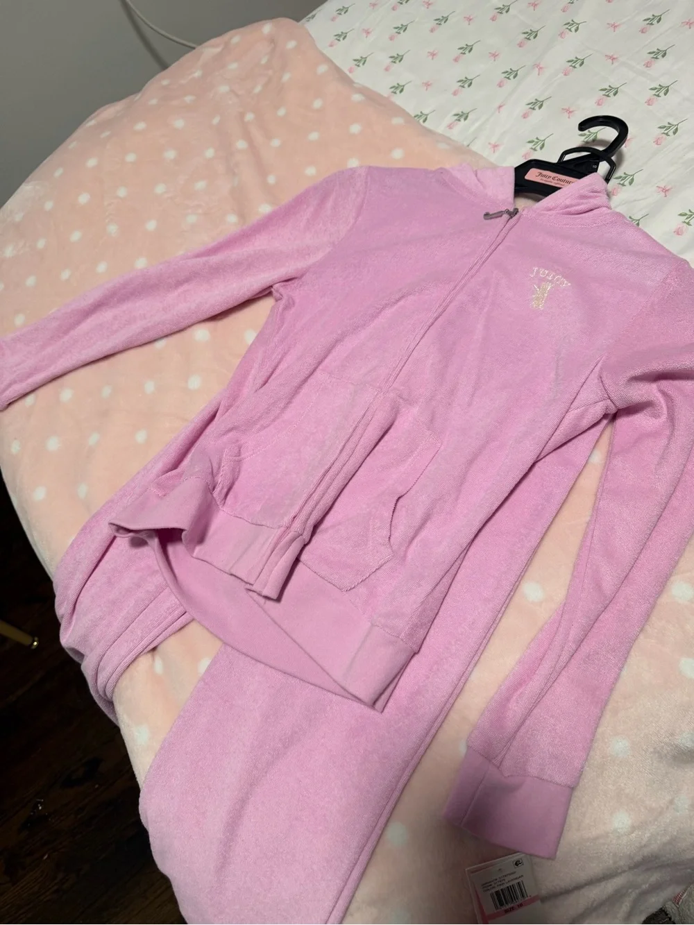 Juicy Couture Pink Velour Zip-Up Hoodie Jacket
